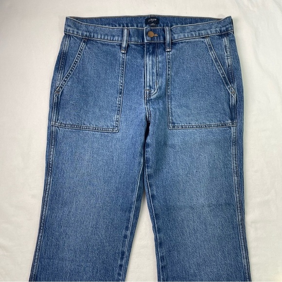 J. Crew Women's Blue Solid Stretch Mid Rise Straight Cropped Jeans Size 29 NWT - Picture 2 of 8